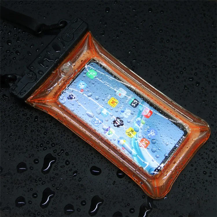 Waterproof Phone Pouch for Phones within 7.5'' Floating Airbag Design IPX8 Cellphone Case ABS+PVC Dry Bag with Lanyard - Orange