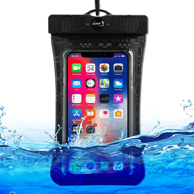 Checkered Pattern Waterproof Phone Case ABS+PVC Screen Touchable IPX8 Underwater Dry Bag for Phone within 6.8'' - Black
