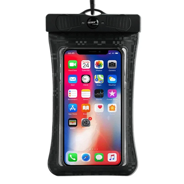 Checkered Pattern Waterproof Phone Case ABS+PVC Screen Touchable IPX8 Underwater Dry Bag for Phone within 6.8'' - Black