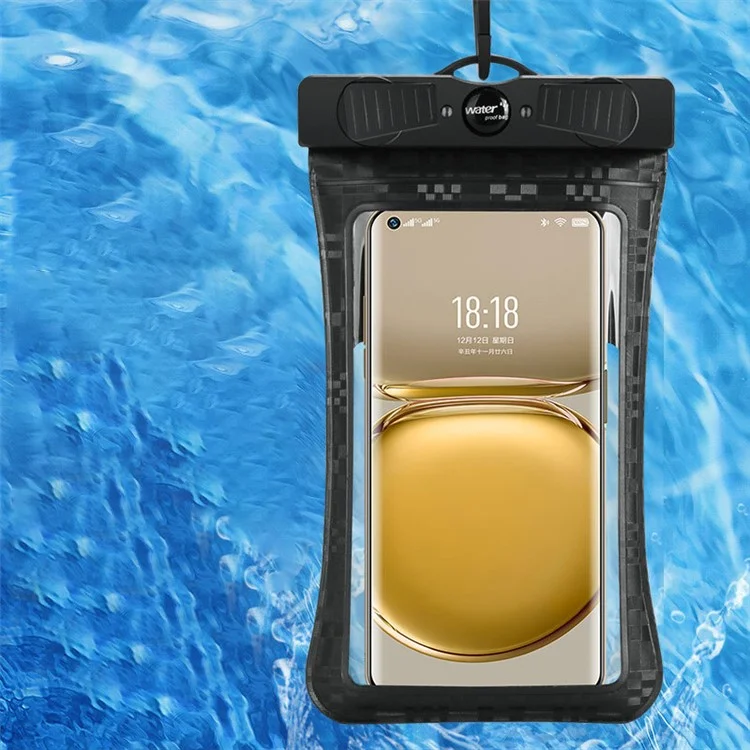 Checkered Pattern Waterproof Phone Case ABS+PVC Screen Touchable IPX8 Underwater Dry Bag for Phone within 6.8'' - Black