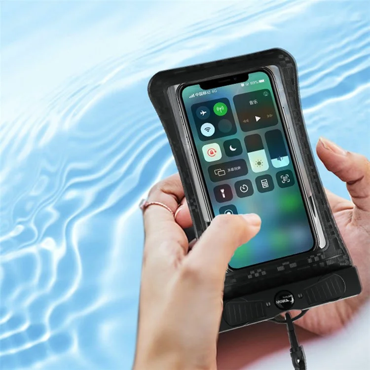 Checkered Pattern Waterproof Phone Case ABS+PVC Screen Touchable IPX8 Underwater Dry Bag for Phone within 6.8'' - Black