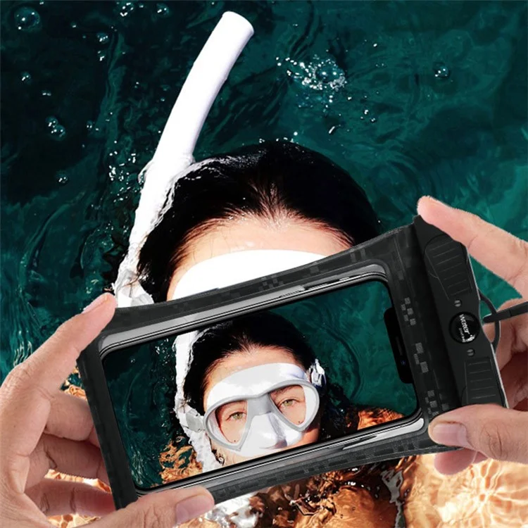 Checkered Pattern Waterproof Phone Case ABS+PVC Screen Touchable IPX8 Underwater Dry Bag for Phone within 6.8'' - Black
