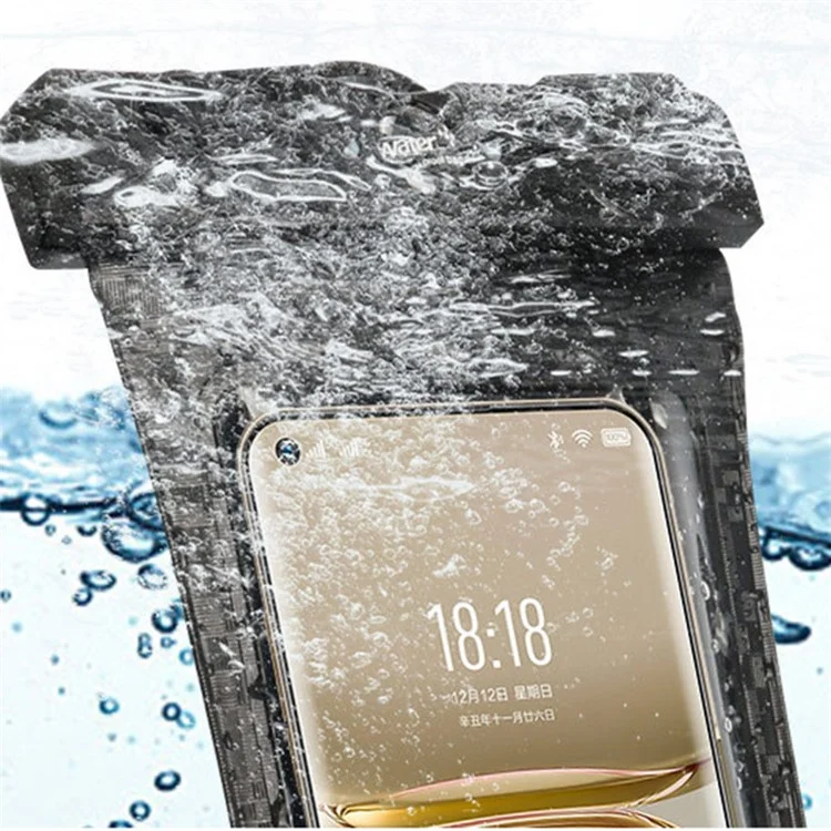 Checkered Pattern Waterproof Phone Case ABS+PVC Screen Touchable IPX8 Underwater Dry Bag for Phone within 6.8'' - Black
