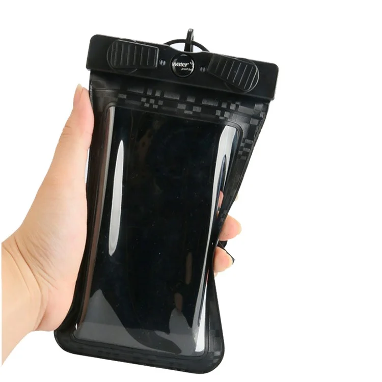 Checkered Pattern Waterproof Phone Case ABS+PVC Screen Touchable IPX8 Underwater Dry Bag for Phone within 6.8'' - Black