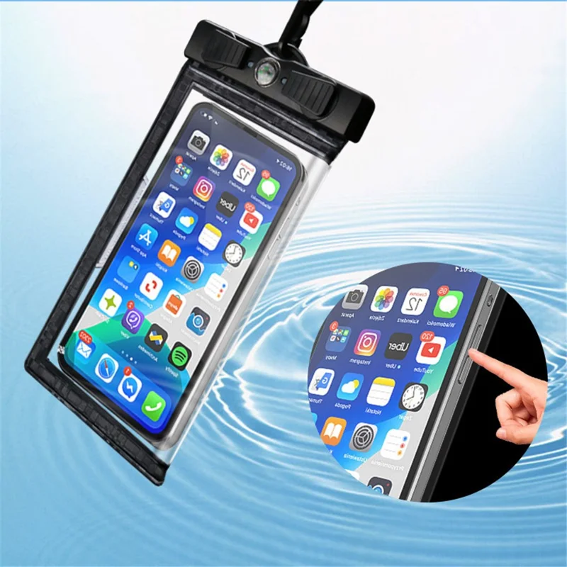 Waterproof Phone Case for Phone within 7.5'' ABS+PVC Screen Touchable IPX8 Phone Water Protector Pouch with Compass - Red