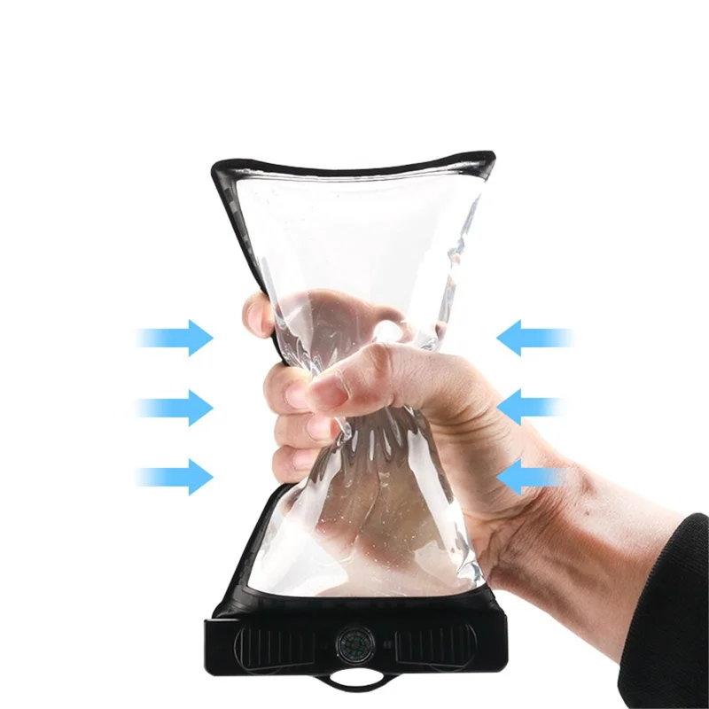 Waterproof Phone Case for Phone within 7.5'' ABS+PVC Screen Touchable IPX8 Phone Water Protector Pouch with Compass - Red