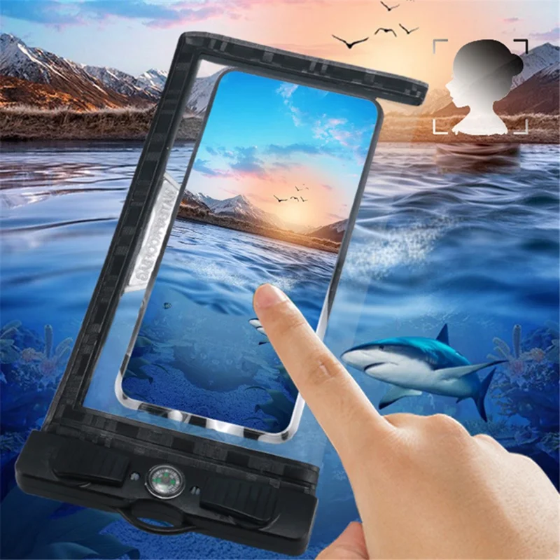 Waterproof Phone Case for Phone within 7.5'' ABS+PVC Screen Touchable IPX8 Phone Water Protector Pouch with Compass - Red
