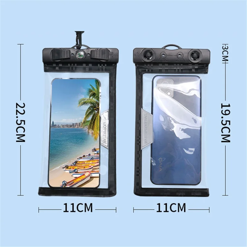 Waterproof Phone Case for Phone within 7.5'' ABS+PVC Screen Touchable IPX8 Phone Water Protector Pouch with Compass - Red