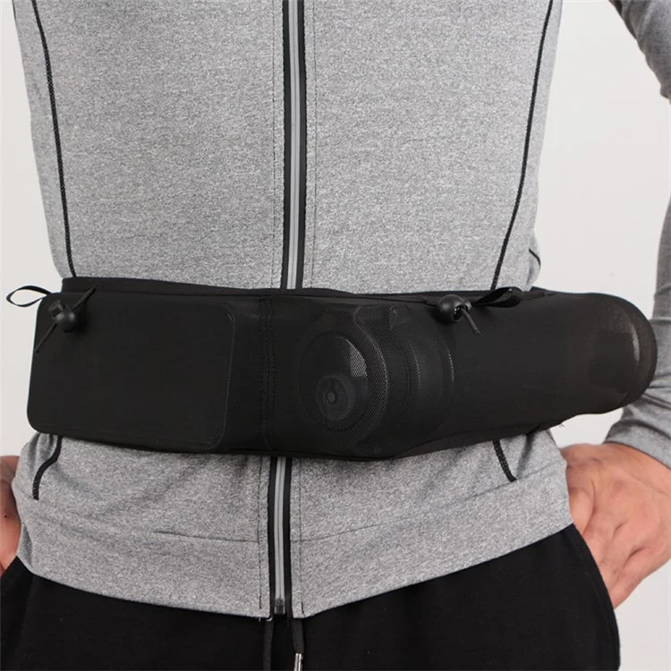 Running Waist Bag Mesh Elastic Large Cell Phone Pouch Cycling Climbing Sports Water Bottle Bag, Size: L - Black