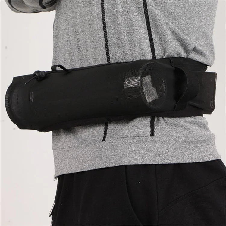 Running Waist Bag Mesh Elastic Large Cell Phone Pouch Cycling Climbing Sports Water Bottle Bag, Size: L - Black