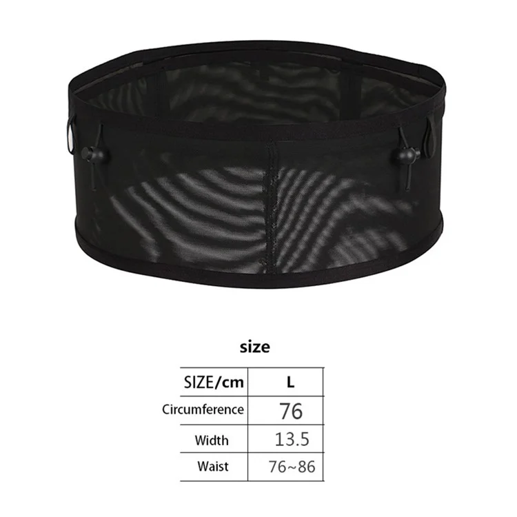 Running Waist Bag Mesh Elastic Large Cell Phone Pouch Cycling Climbing Sports Water Bottle Bag, Size: L - Black