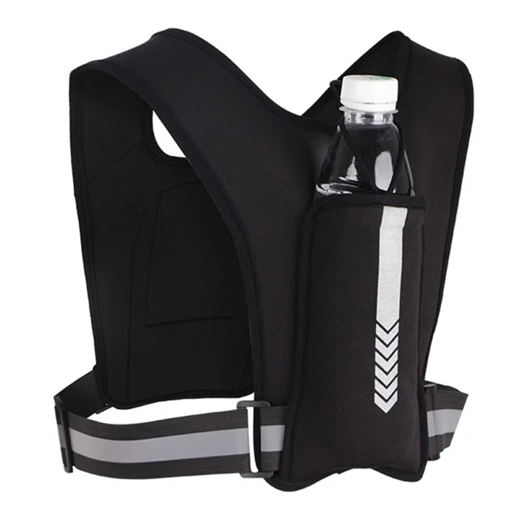 Mochila Tipo Saco Refletiva Garrafa de Água para Fitness Minibag para Exercícios Ao Ar Livre Bolsa Torácica para Celular para Corrida, Caminhada - Preto / Padrão