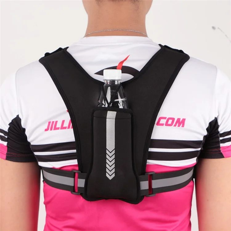 Mochila Tipo Saco Refletiva Garrafa de Água para Fitness Minibag para Exercícios Ao Ar Livre Bolsa Torácica para Celular para Corrida, Caminhada - Preto / Padrão