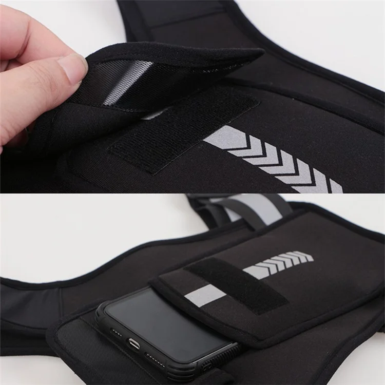 Mochila Tipo Saco Refletiva Garrafa de Água para Fitness Minibag para Exercícios Ao Ar Livre Bolsa Torácica para Celular para Corrida, Caminhada - Preto / Padrão