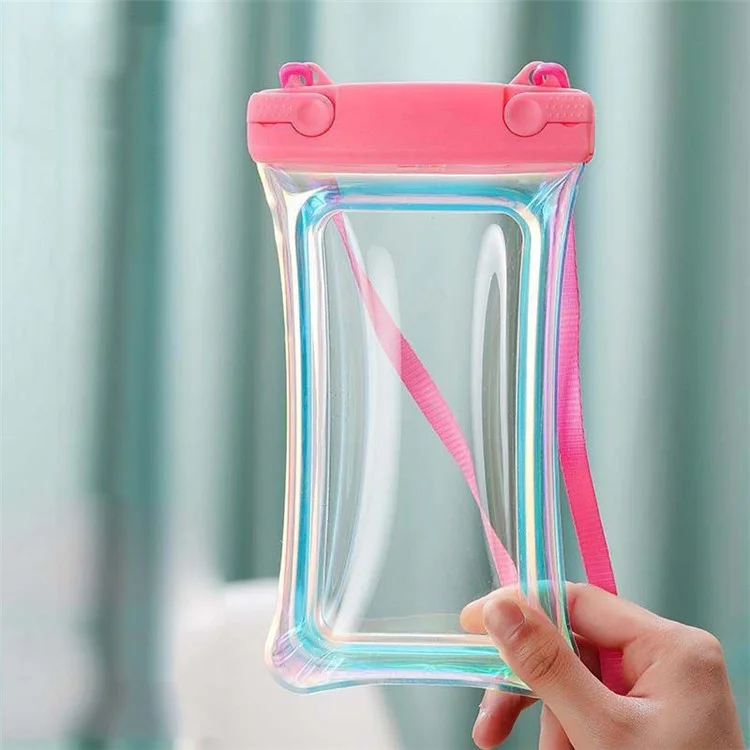 Laser Transparente Handytasche Schwimmende Airbag-Konstruktion IPX8 Wasserdicht Umhängetasche - Pink
