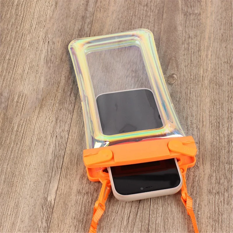 Laser Transparent Phone Pouch Floating Airbag Design IPX8 Waterproof Case Dry Bag with Lanyard - Blue