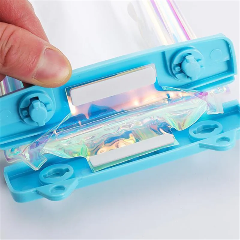 Laser Transparent Phone Pouch Floating Airbag Design IPX8 Waterproof Case Dry Bag with Lanyard - Blue