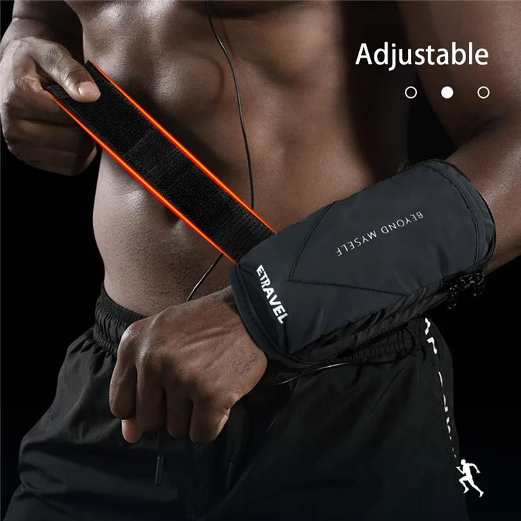ETRAVEL SBB03 Sac de téléphone portable léger en polyester avec brassard réfléchissant pour sports de plein air - Noir