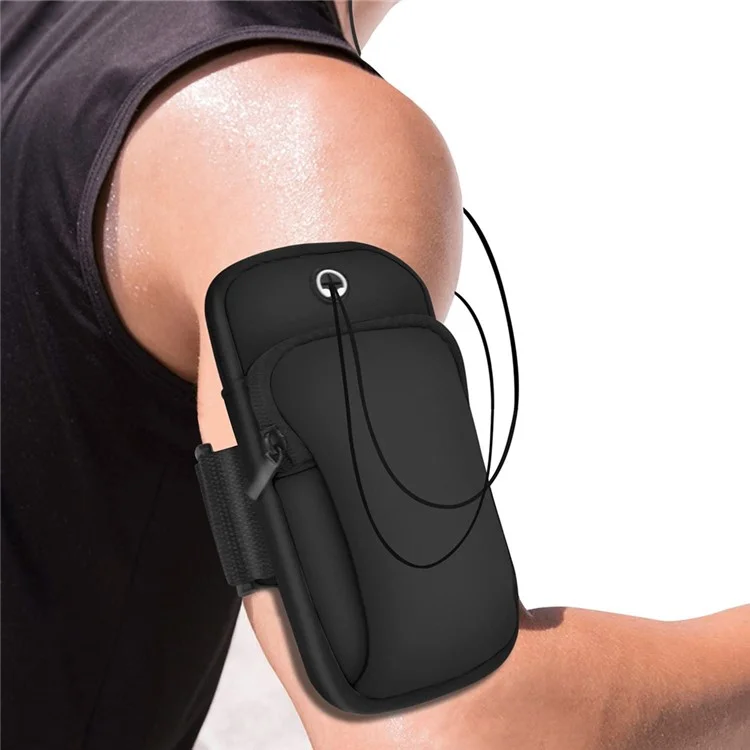 SDL-B003 Outdoor Waterproof Armband Phone Pouch for 6" Cell Phones Portable Fabric Wrist Bag for Running - Black