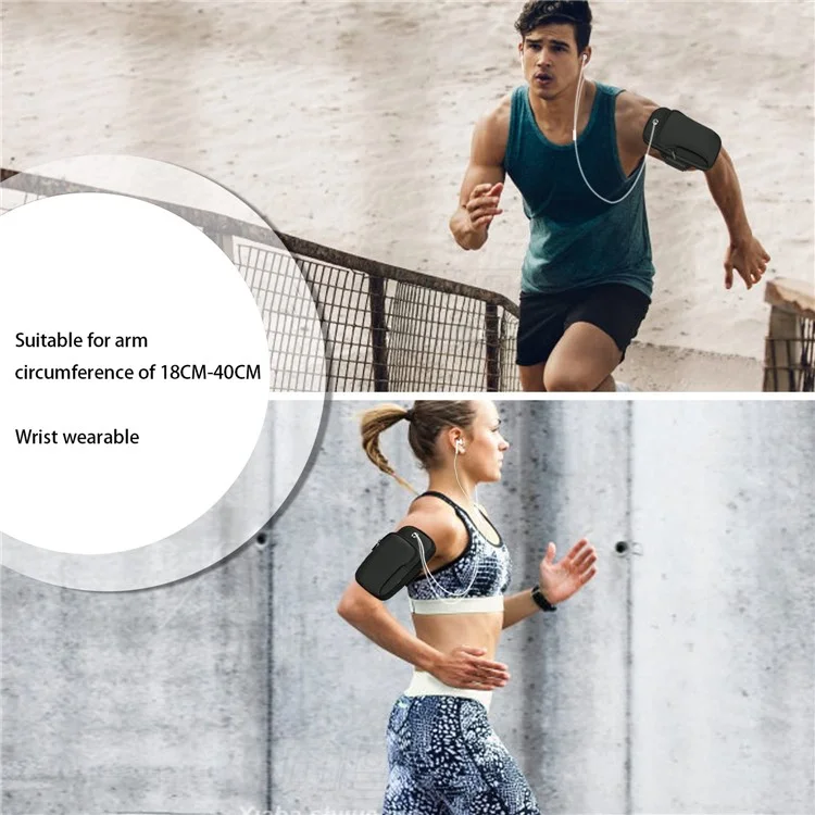 SDL-B003 Outdoor Waterproof Armband Phone Pouch for 6" Cell Phones Portable Fabric Wrist Bag for Running - Black
