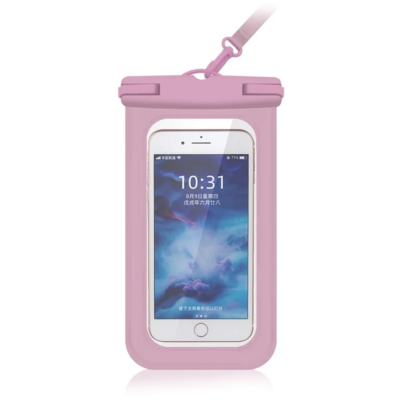 IPX8 Waterproof PVC Phone Pouch for Under 6.9-inches Mobile Phone Dry Bag with Strap - Pink