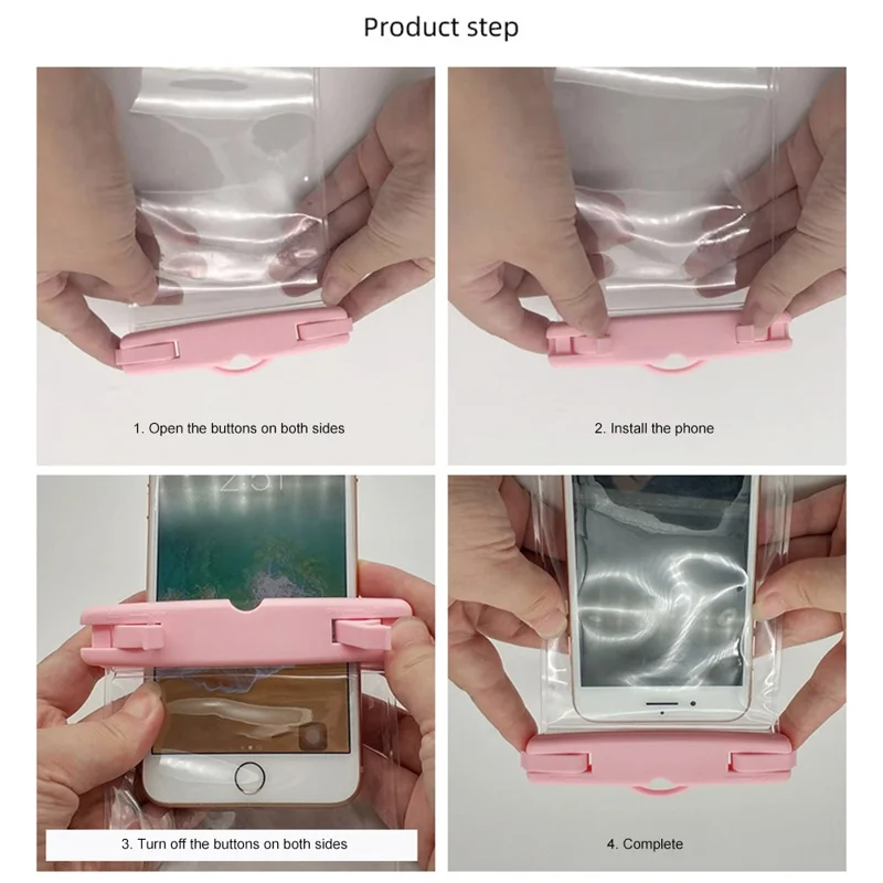 IPX8 Waterproof PVC Phone Pouch for Under 6.9-inches Mobile Phone Dry Bag with Strap - Pink