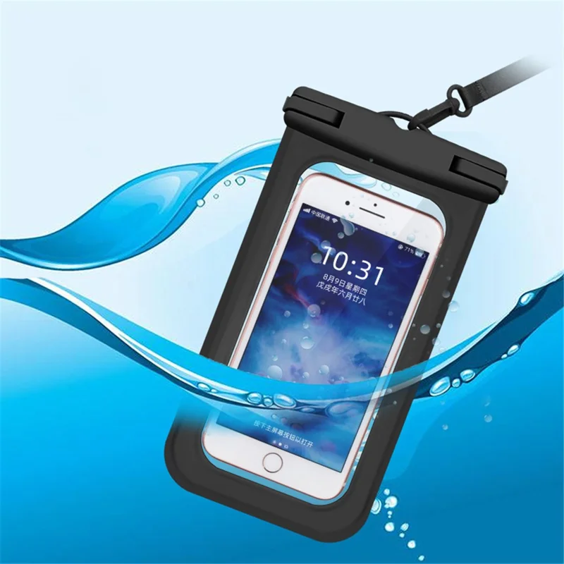 IPX8 Waterproof PVC Phone Pouch for Under 6.9-inches Mobile Phone Dry Bag with Strap - Blue
