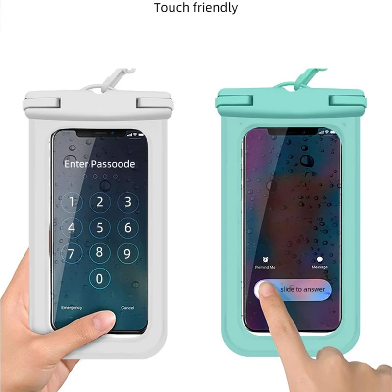 IPX8 Waterproof PVC Phone Pouch for Under 6.9-inches Mobile Phone Dry Bag with Strap - Blue