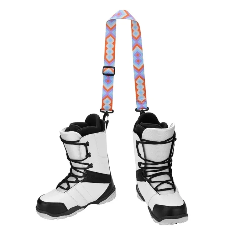 90cm Ski Boot Carrier Strap Snowboard Boots Adjustable Shoulder Strap Sports Accessory - Black