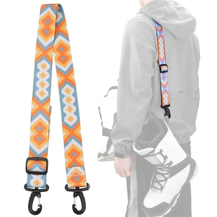 90cm Ski Boot Carrier Strap Snowboard Boots Adjustable Shoulder Strap Sports Accessory - Yellow Blue