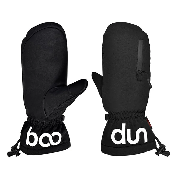 BOODUN 1233 1 Par de Luvas de Ciclismo de Inverno Para Adultos Tela de Toque de Polegar Treno de Toque Quente Mittens Quentes Com Bolso Com Zíper - Preto / S