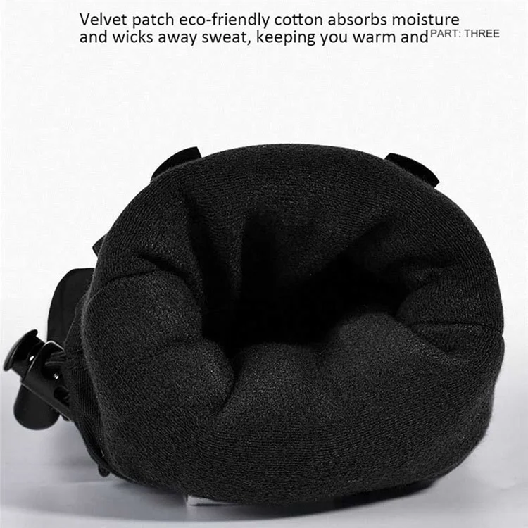 BOODUN 1233 1 Par de Luvas de Ciclismo de Inverno Para Adultos Tela de Toque de Polegar Treno de Toque Quente Mittens Quentes Com Bolso Com Zíper - Preto / S