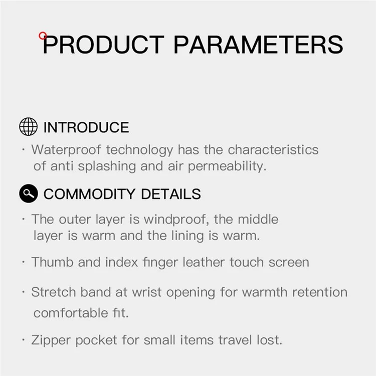 KYNCILOR A0081 1 Pair Winter Warm Gloves Touch Screen Windproof Ski Gloves for Cycling Driving Running - Black / M