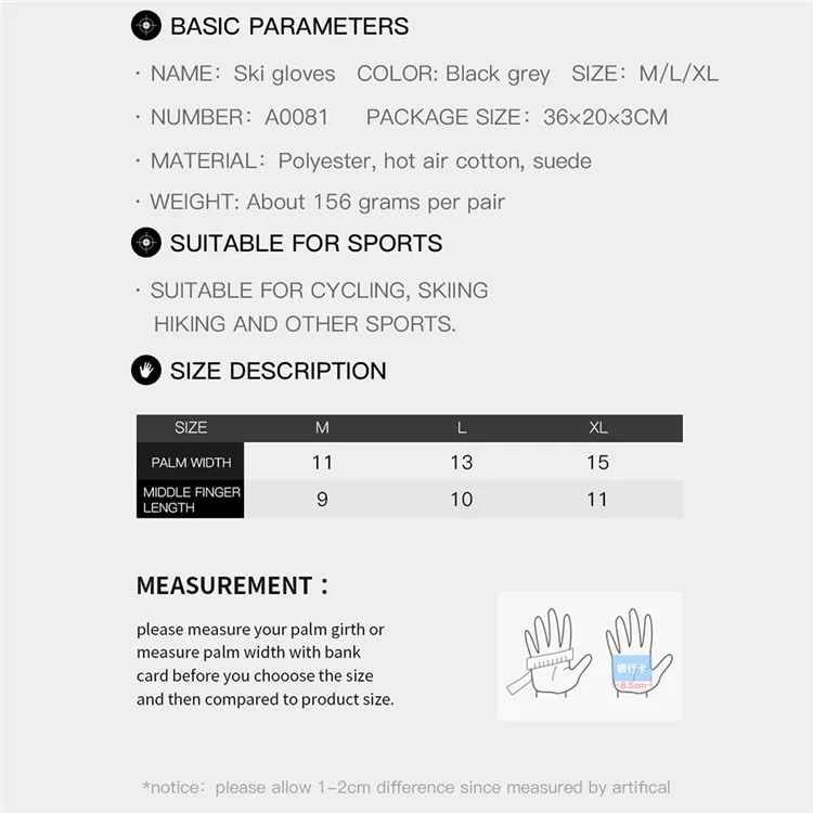 Kyncilor A0081 1 Paire Glants Chauds D'hiver Glants Tactiles Tactile Glants de Ski à Travers le Vent Pour la Conduite à Vélo en Cours D'exécution - M