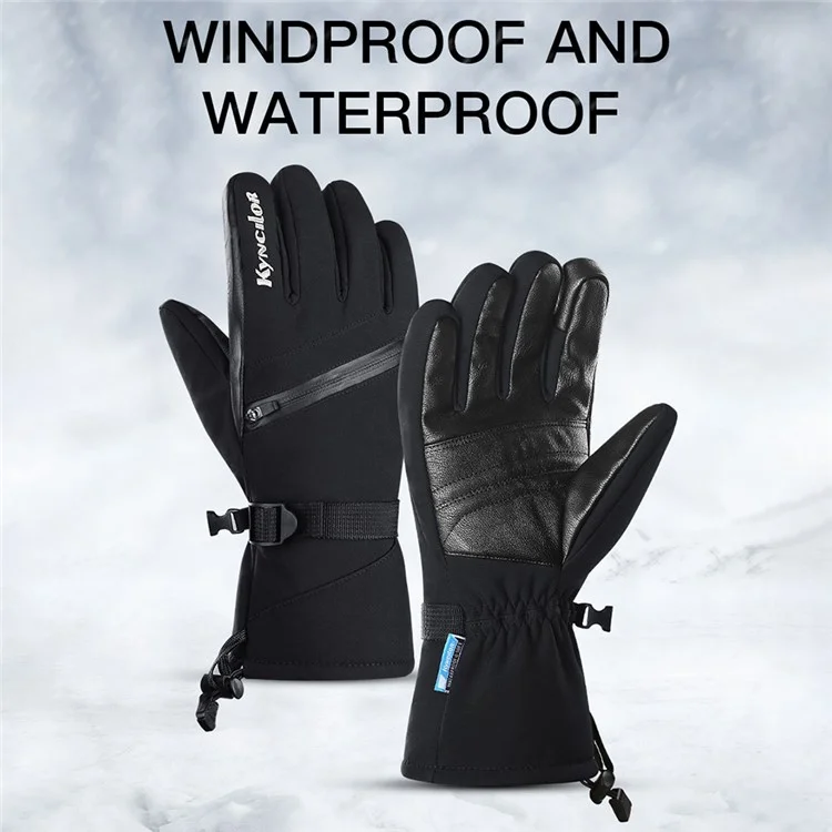 KYNCILOR A0081 1 Pair Winter Warm Gloves Touch Screen Windproof Ski Gloves for Cycling Driving Running - Black / M