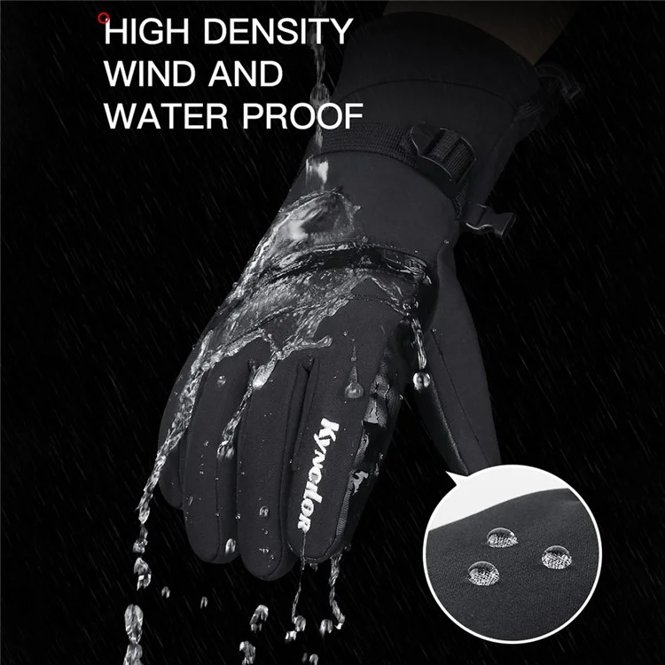 KYNCILOR A0081 1 Pair Winter Warm Gloves Touch Screen Windproof Ski Gloves for Cycling Driving Running - Black / M