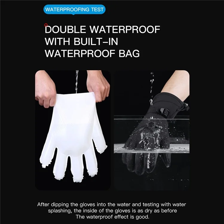 KYNCILOR A0081 1 Pair Winter Warm Gloves Touch Screen Windproof Ski Gloves for Cycling Driving Running - Black / M