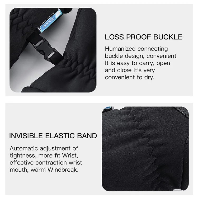 KYNCILOR A0086 1 Paar wasserdichte Ski-Schnee-Handschuhe Winter Warm Touch Screen Snowboard-Handschuhe - Schwarz / M