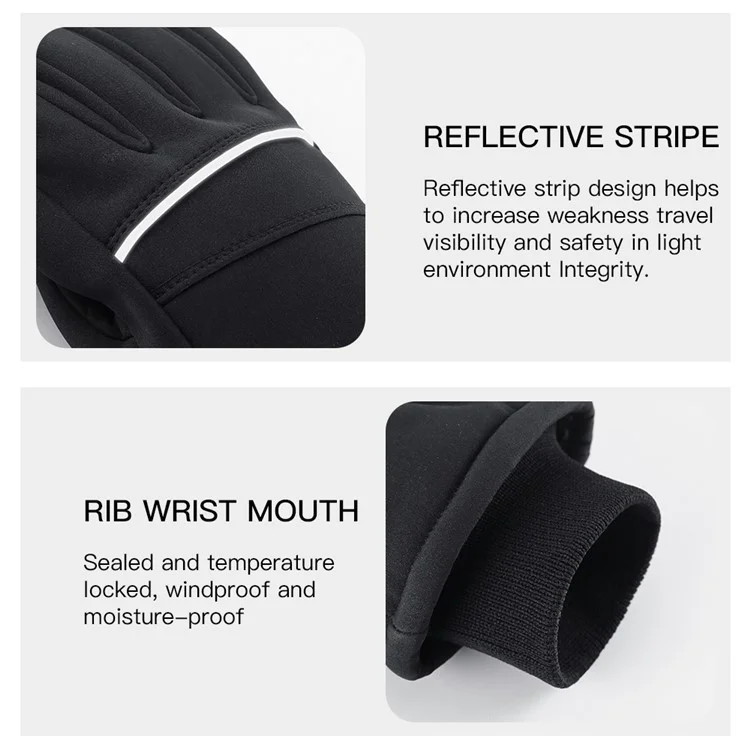 KYNCILOR A0086 1 Paar wasserdichte Ski-Schnee-Handschuhe Winter Warm Touch Screen Snowboard-Handschuhe - Schwarz / M