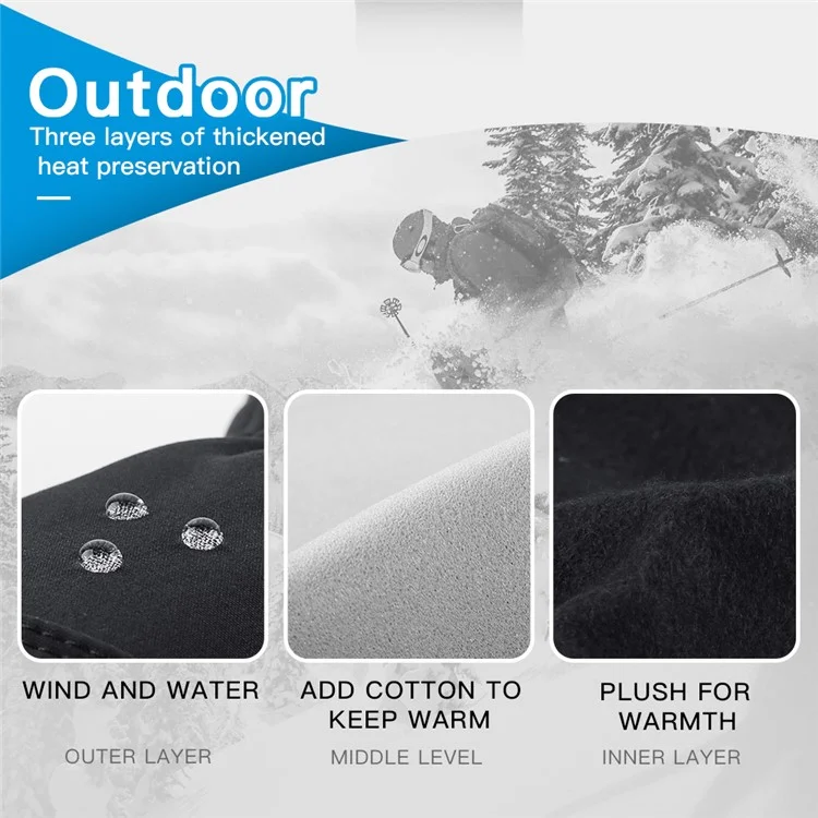 KYNCILOR A0086 1 Paar wasserdichte Ski-Schnee-Handschuhe Winter Warm Touch Screen Snowboard-Handschuhe - Schwarz / M