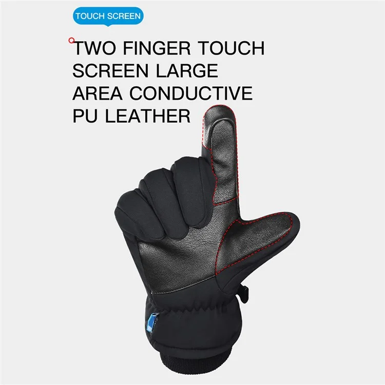 KYNCILOR A0086 1 Paar wasserdichte Ski-Schnee-Handschuhe Winter Warm Touch Screen Snowboard-Handschuhe - Schwarz / M