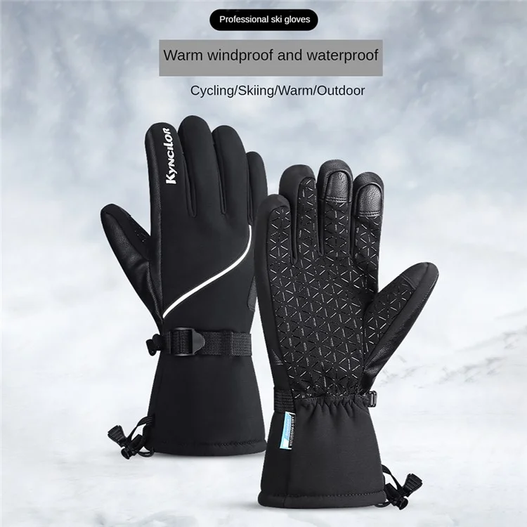 KYNCILOR A0085 1 Paire de Gants de Ski 3 Doigts Écran Tactile Snowboard Gants Thermiques Chauds pour Hommes Femmes - Noir / M