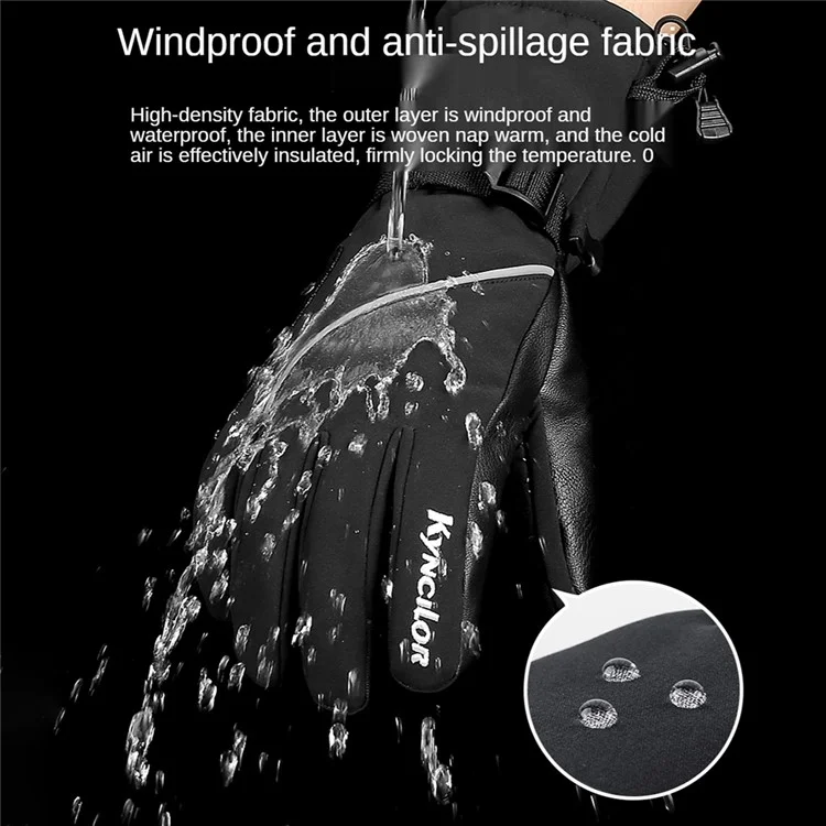 KYNCILOR A0085 1 Paire de Gants de Ski 3 Doigts Écran Tactile Snowboard Gants Thermiques Chauds pour Hommes Femmes - Noir / M
