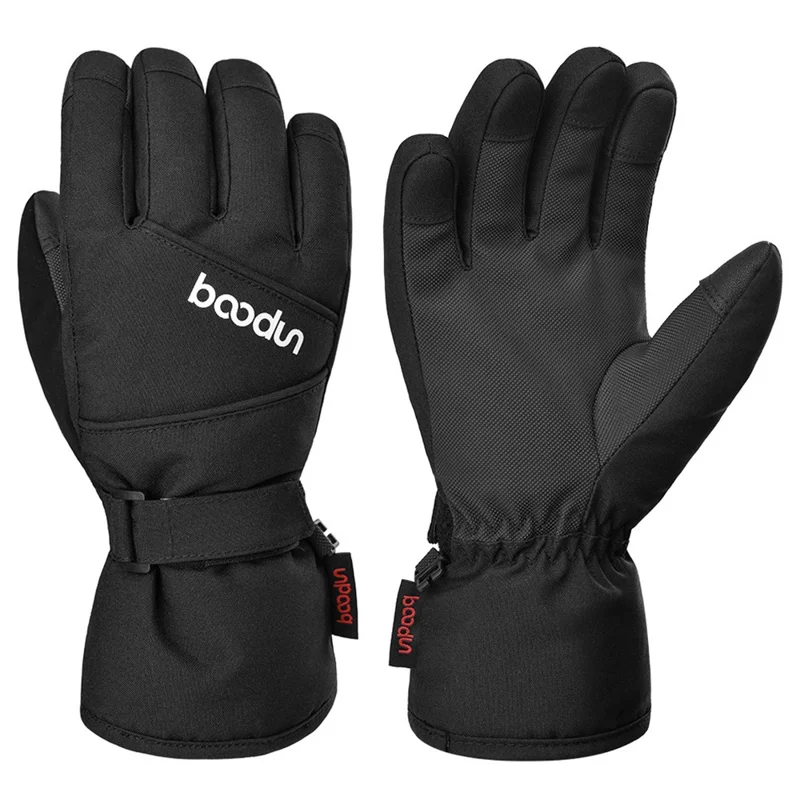 BOODUN 1383 1 Pair Outdoor Sports Kids Gloves Full Finger Anti-slip Mittens for Skiing Cycling - Black Grey S / M