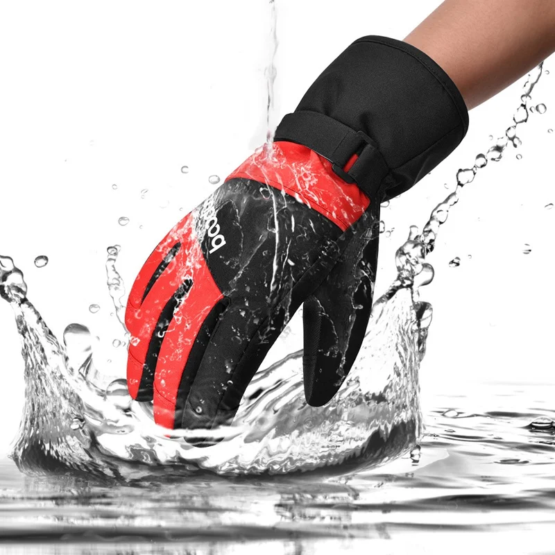 BOODUN 1383 1 Pair Outdoor Sports Kids Gloves Full Finger Anti-slip Mittens for Skiing Cycling - Black Grey S / M