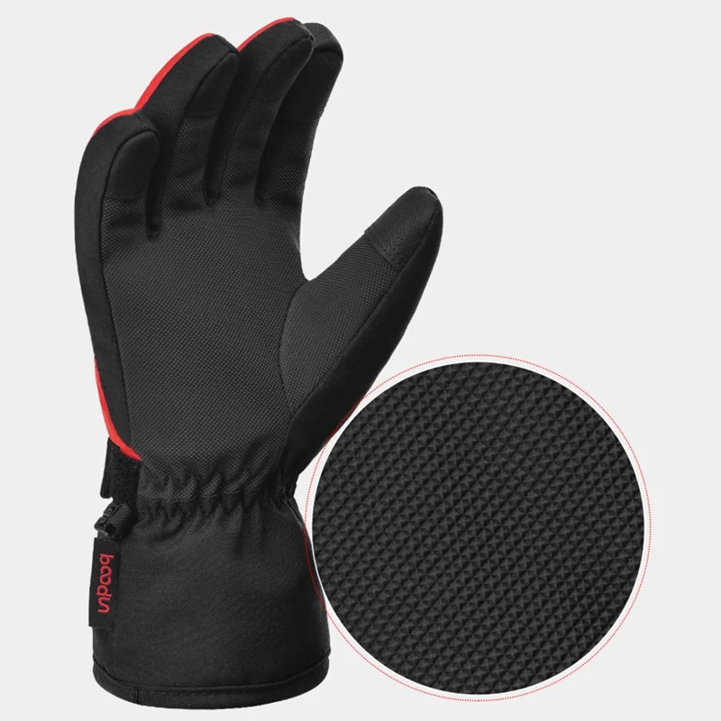 BOODUN 1383 1 Pair Outdoor Sports Kids Gloves Full Finger Anti-slip Mittens for Skiing Cycling - Black Grey S / M