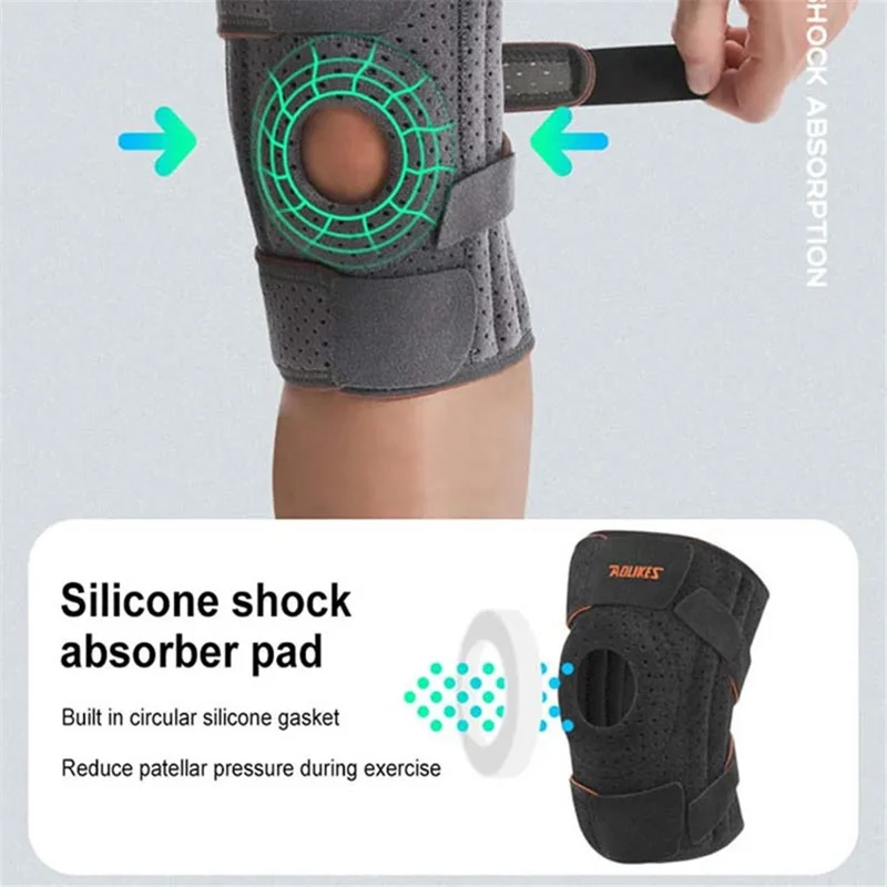 AOLIKES 7611 1Pc Anti-slip Fitness Compression Knee Support Shock Absorbing Knee Brace - Dark Grey