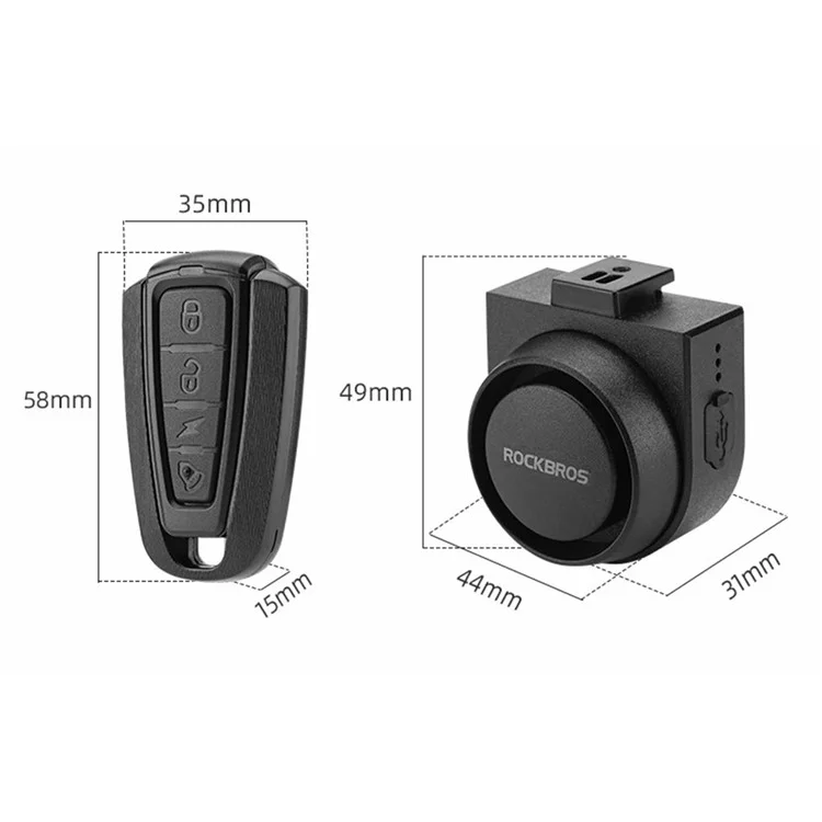 ROCKBROS Anti Theft Bicycle Bell IPX5 Waterproof Wireless Remote Control Electric Horn