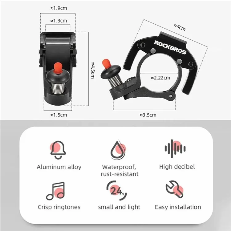 ROCKBROS Stainless Steel + Aluminum Alloy + PA Bike Bell Mountain Bicycle Loud Sound Horn - Red