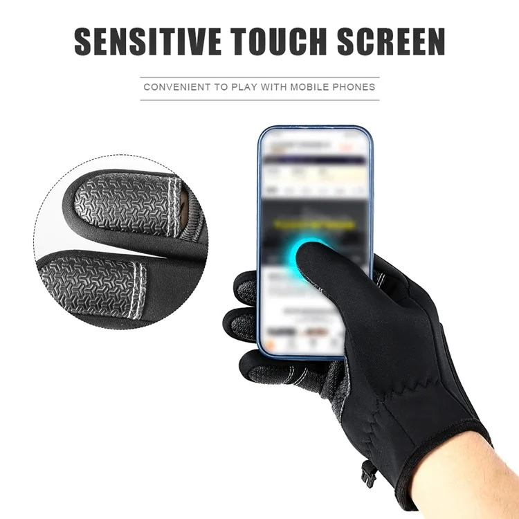VILICO A0090 1 Pair Winter Warm Gloves Outdoor Cycling Windproof Touch Screen Full Finger Gloves - Black / S